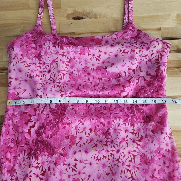 Y2K Dress Pink Floral Chiffon Size 12 believe... Lined Romantic Fairy Whimsical - Picture 6 of 14